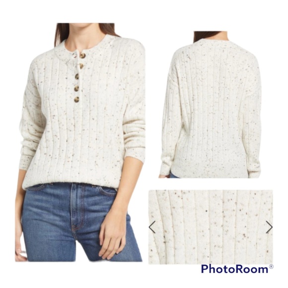 Madewell Donegal Bowden Henley 1/4 Button Wool Sweater Size S - Picture 3 of 11